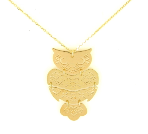 Naszyjnik sowa srebro pozłacane