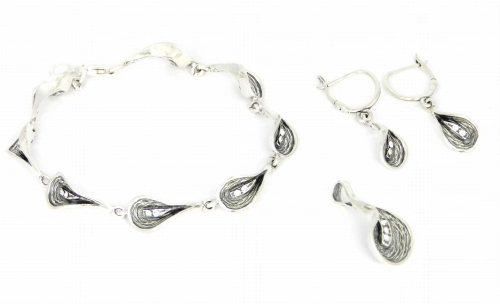 Komplet z cyrkoniami kwiat