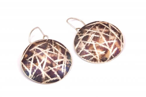 Kolczyki koła ręcznie malowane brązowe 